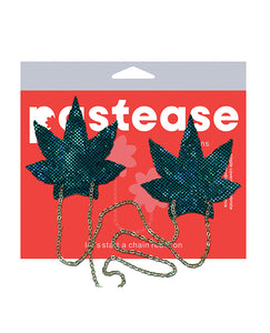 Chains Disco Weed Leaf Nipple Pasties - Green by Pastease®