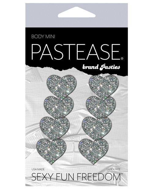 Pastease Premium Mini Glitter Hearts - Silver Pack of 8 Product Image.