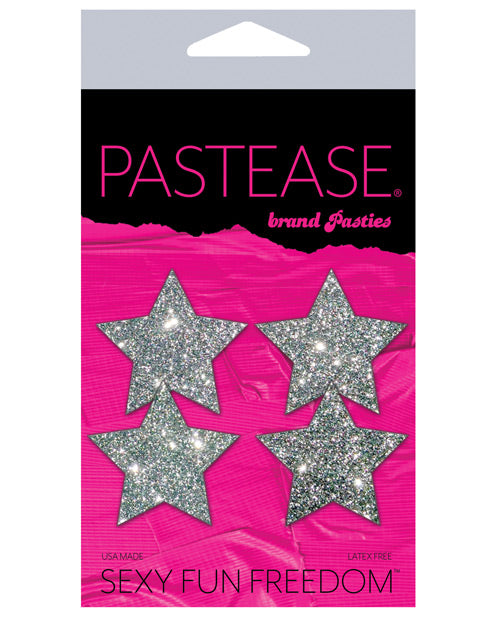 Pastease Premium Petites Glitter Star - Silver O/S Pack of 2 Pair Product Image.