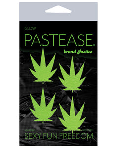 Glow in the Dark Green Leaf Pasties - Pack of 2 Pairs