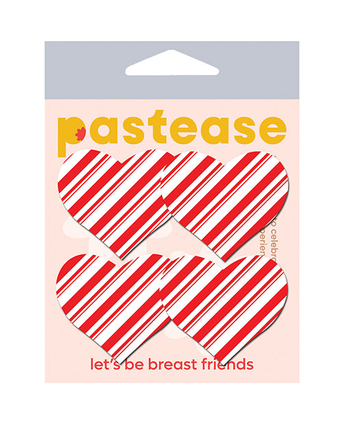 Festive Candy Cane Heart Nipple Pasties Product Image.