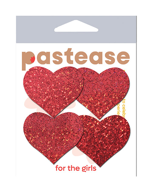 Pasteles de pezón con forma de corazón con purpurina roja, hechos a mano en los EE. UU. - featured product image.