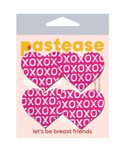 Pasties para pezones Pink XO Hearts, hechos a mano en los EE. UU. Product Image.