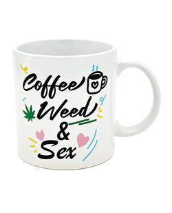 "Taza Attitude Café, marihuana y sexo - 22 oz" - ¡Su mejor compañero de café para las mañanas atrevidas!