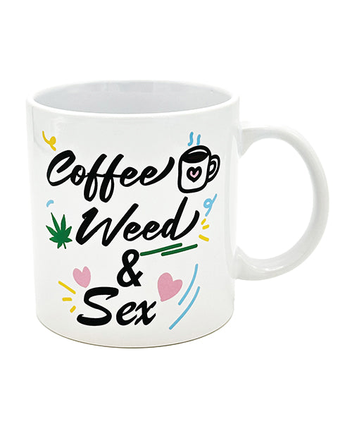 Attitude Mug Coffee, Weed & Sex - 22 oz: A Cheeky Adventure for Your Mornings Product Image.