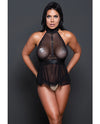 Thumbnail image of product: Adore Sheer Mesh Harness Babydoll & Open Panty Set in Black