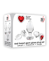 Red Heart Gem Glass Plug Set - Luxe Back-Door Delight