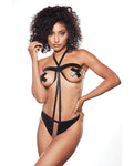 Seductive Delight: Kitten Candy Delicious Open Tie Up Teddy - Black OS