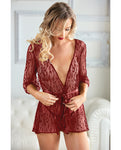 Allure Valentina Leopard Lace Robe & G-string Set - Ruby Passion