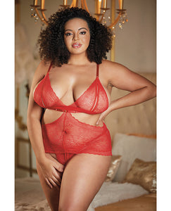 Allure Lace Peek A Boo Chemise & Ouverte G-string Set
