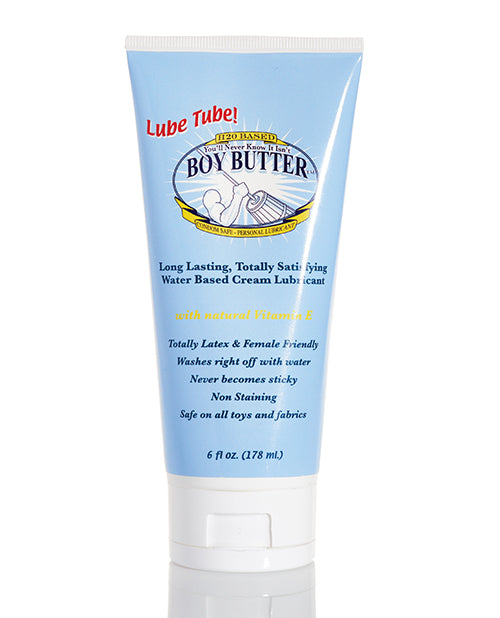 Boy Butter H2O Lube Tube - 6 oz: Luxurious Vitamin E & Shea Butter Formula - featured product image.