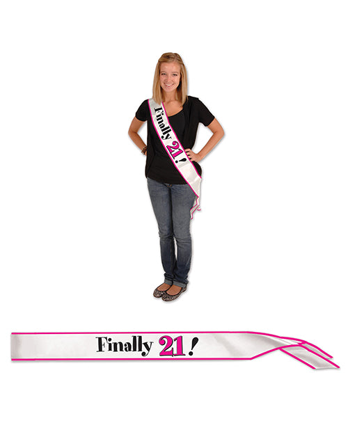 Finally 21! Satin Birthday Sash Product Image.