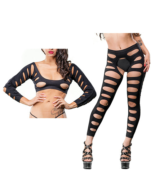 Naughty Girl Crotchless Leggings with Variegated Holes - featured product image.