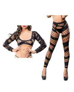 Beverly Hills Naughty Girl Crotchless Mesh & Fishnet Leggings