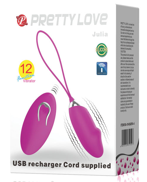 Pretty Love Julia - 紫紅色雞蛋振動器帶遙控 - featured product image.