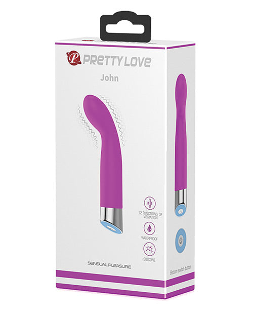 Pretty Love John Mini G-Spot Vibrator - Fuchsia: 12 Functions, Waterproof, Memory Function Product Image.