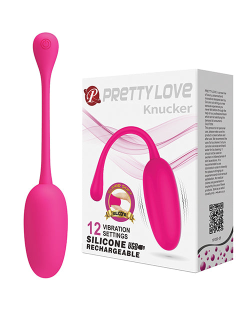 Pretty Love Knucker Remote Egg - Neon Pink: 12 Vibrating Functions, Memory Function, USB Rechargeable - featured product image.