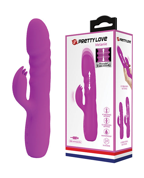 Pretty Love Melanie Thrusting Rabbit Vibrator - Fuchsia: Dual Stimulation, Customisable Patterns, USB Rechargeable - featured product image.
