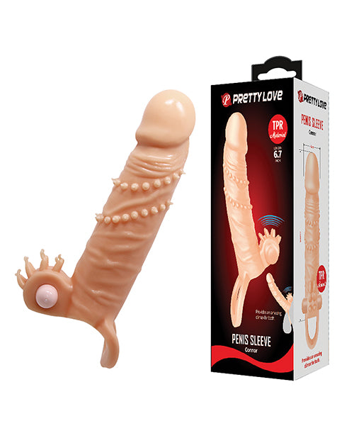 Pretty Love Connor 6.7" Vibrating Penis Sleeve - Ivory - featured product image.