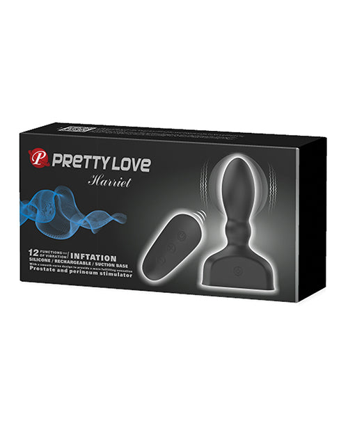 Pretty Love Harriet Inflating Butt Plug - Black: Customisable, Vibrating, Remote-Controlled - featured product image.