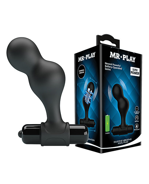 Mr. Play Plug Anal Vibrador de Silicona - Negro - featured product image.