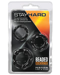 Paquete de 3 anillos para el pene con cuentas Stay Hard de Blush Novelties: desata tu intimidad