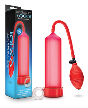 Blush Performance VX101 Male Enhancement Pump with Stay Hard C Ring - Red - Featured Product Image