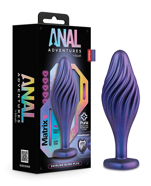 Sapphire Swirling Bling Anal Plug: Elegance Meets Sensation Product Image.