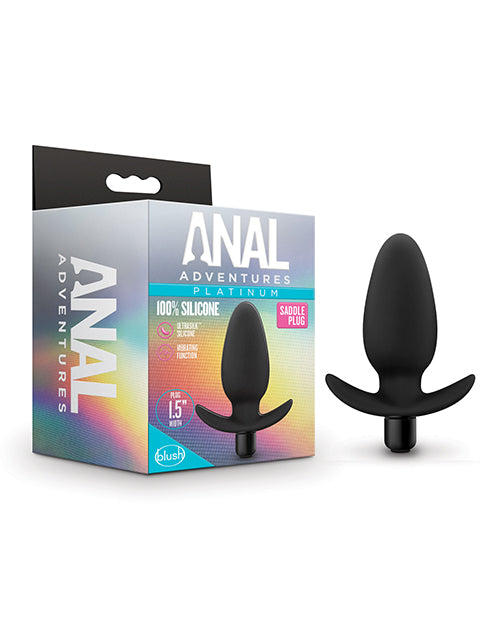 Anal Adventures Platinum Silicone Saddle Plug with Vibrating Bullet - Black - featured product image.