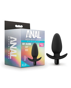 Anal Adventures Platinum Silicone Saddle Plug with Vibrating Bullet - Black