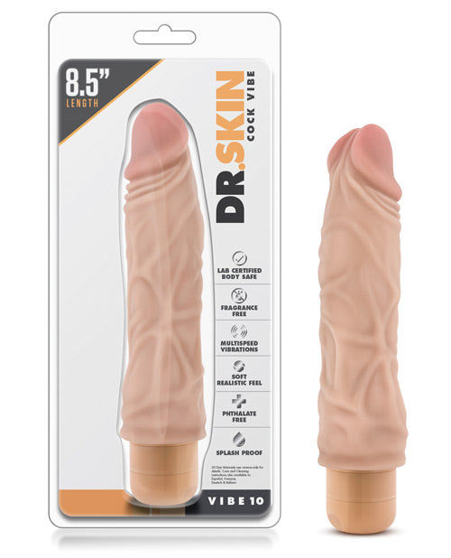 Blush Dr. Skin Vibe #10: Realistic & Powerful Beige Vibrating Dong Product Image.