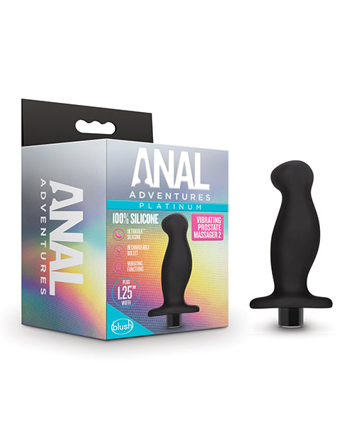 Blush Anal Adventures Platinum Silicone Vibrating Prostate Massager 02 - Black, in Blush Novelties,  collections, priced at $24.99 and 31% less than the list price of $36.24.