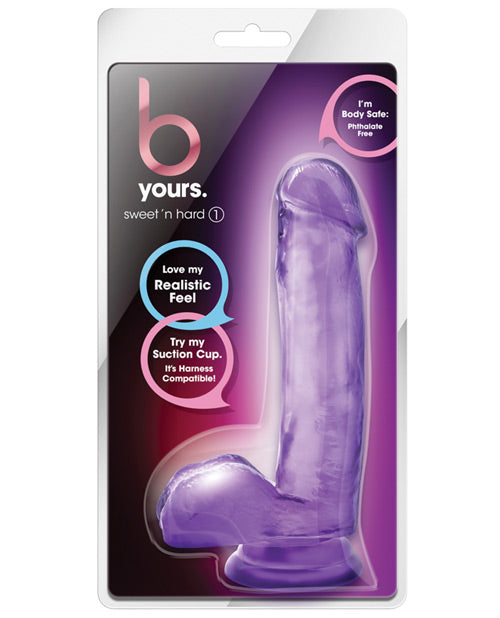 Blush B Yours Sweet n Hard 1 Consolador realista de 7" con ventosa en morado - featured product image.