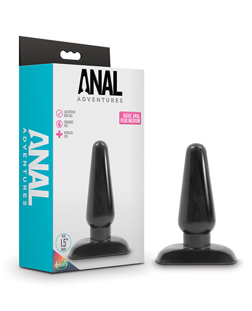 Blush Anal Adventures Medium Black Anal Plug - featured product image.