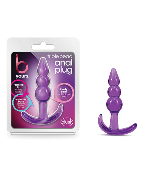 Blush B Yours Triple Bead Anal Plug in Purple - featured product image.