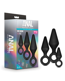 Kit de tapón de bucle de silicona Blush Anal Adventures - Negro