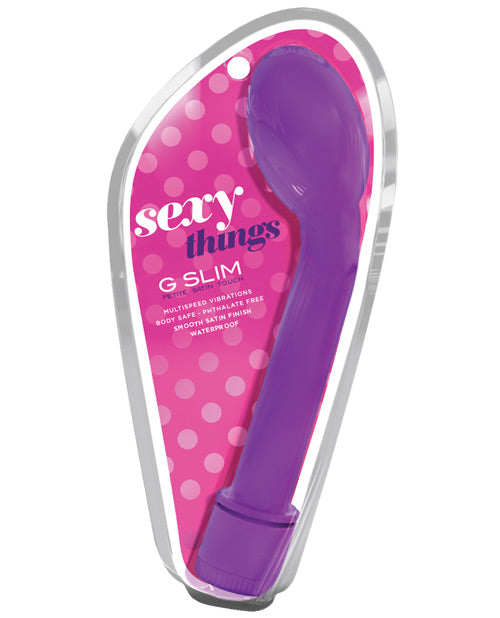 Blush Sexy Things G Slim Petite Vibrador Satin Touch en fascinante color morado Product Image.