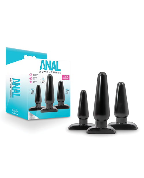 Kit de plug básico Blush Anal Adventures en negro: tu puerta de entrada al éxtasis anal - featured product image.