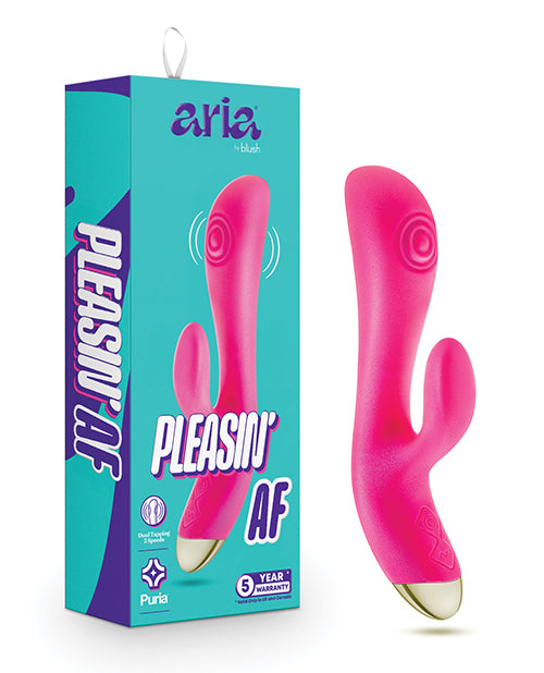 Blush Aria Pleasin' AF - Vibrador de doble acción fucsia: abraza el éxtasis - featured product image.