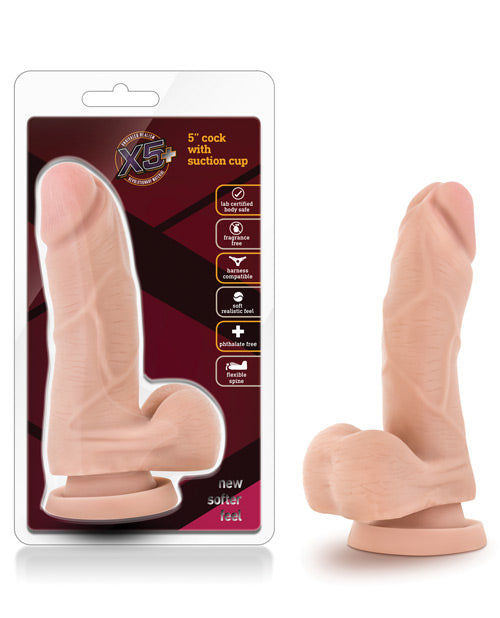 Consolador para pene articulado Blush X5 de 5" en color beige - Eleva tus momentos íntimos Product Image.