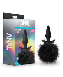 Blush Platinum Rabbit Tail Plug - Black