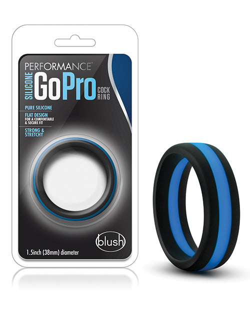 Anillo para el pene Go Pro de silicona Blush Performance en negro/azul - featured product image.