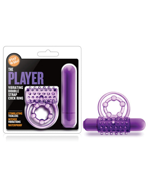 Blush Play With Me The Player Anillo Vibrador para el Pene con Doble Correa - Púrpura Product Image.