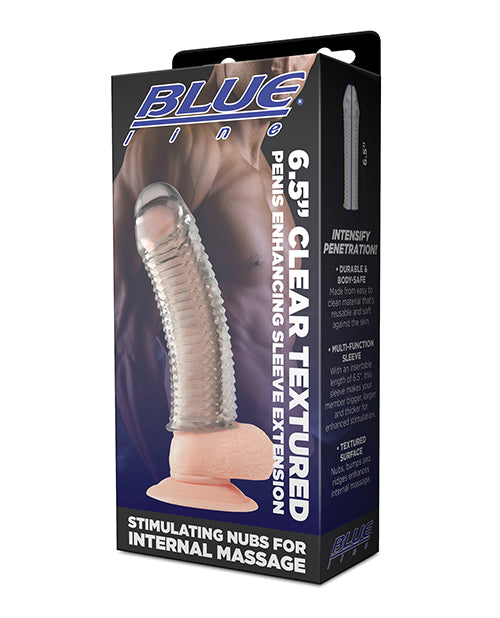 Shop for the Blue Line C & B 6.5" Clear Textured Penis Sleeve Extension at My Ruby Lips