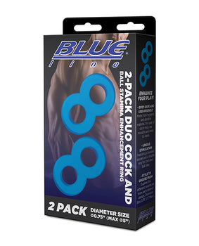 Anillos de resistencia dobles para pene y bola Blue Line C &amp; B, paquete de 2 - Featured Product Image