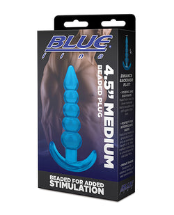 Tapón anal con cuentas Jelly Blue de 4,5" Blue Line C &amp; B: estimulación intensa y comodidad