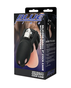 Blue Line 2" Silicone Cock Cage with Ball Divider - Small