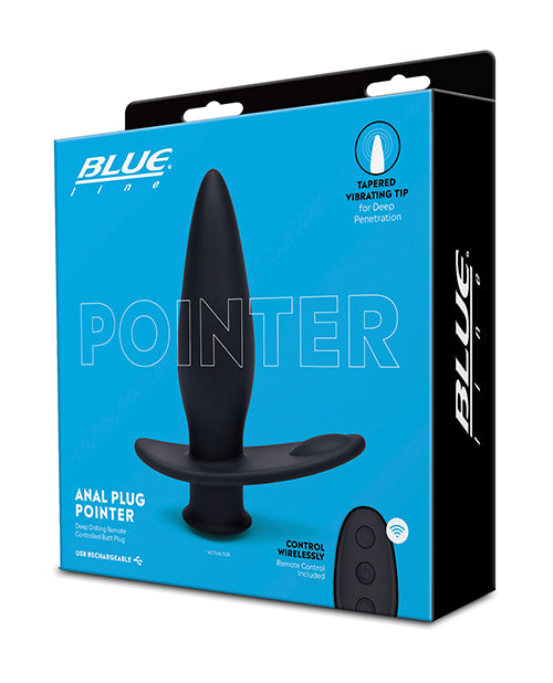 Blue Line Remote Control Vibrating Anal Plug - Black Product Image.