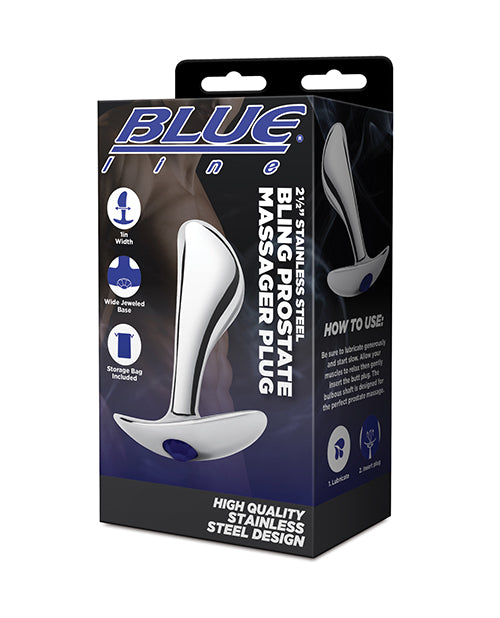Blue Line Stainless Steel Bling Prostate Massager 🌟 Product Image.