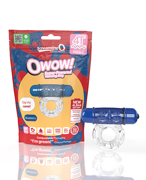 Screaming O 4t Owow Anillo Vibrador - Sabor Fresa: Vibraciones Intensas, Toque Fresa, Resistente al agua Product Image.